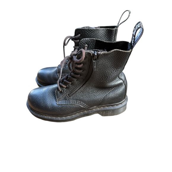 Dr. Martens Women's 1460 Black Leather Lace Up Combat Pascal with Side Zip - 7 - Picture 4 of 8